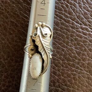 Ring White Buffalo Turquoise Sterling Silver 5 3/4
